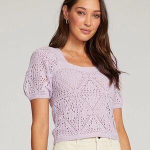 NEW! Saltwater Luxe Jase Sweater Cotton Short Sleeve Lavender Size Small $98